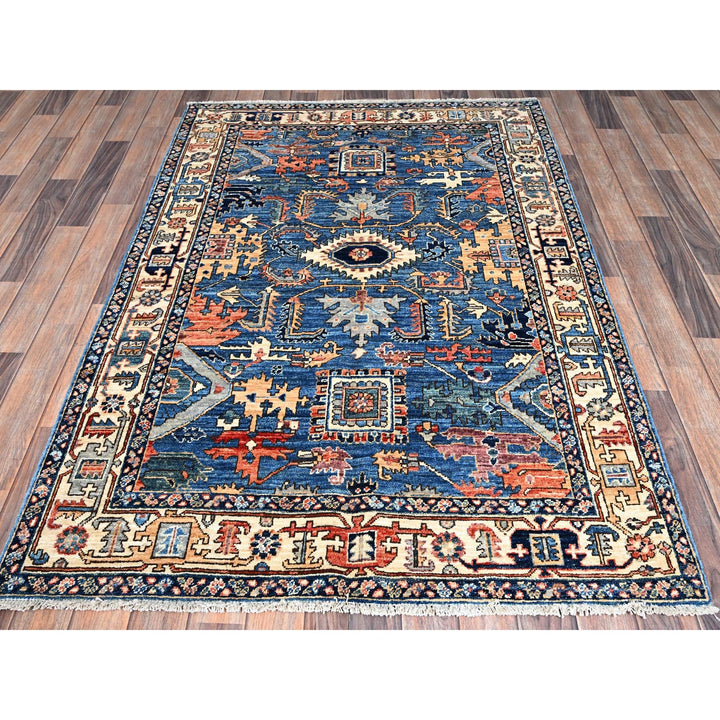 4'0" x 6'0" New Hand Knotted Blue Wool Rectangle Oriental Rug - MOA1021062