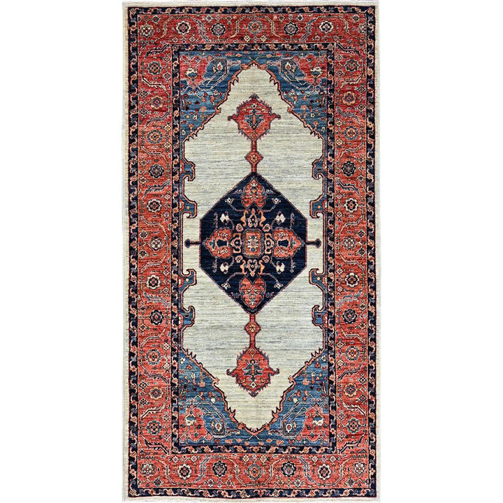 4'3" x 8'3" New Hand Knotted Green Wool Runner Oriental Rug - MOA1021063