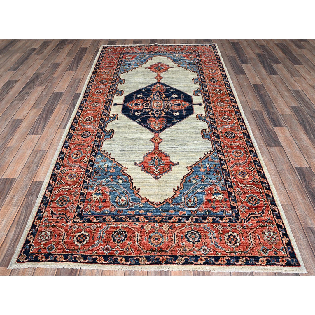 4'3" x 8'3" New Hand Knotted Green Wool Runner Oriental Rug - MOA1021063