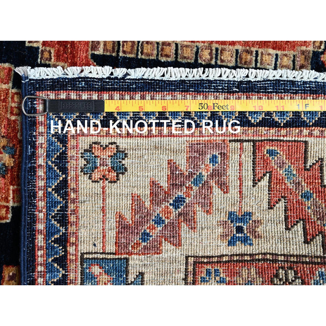 3'11" x 9'9" New Hand Knotted Blue Wool Runner Oriental Rug - MOA1021064