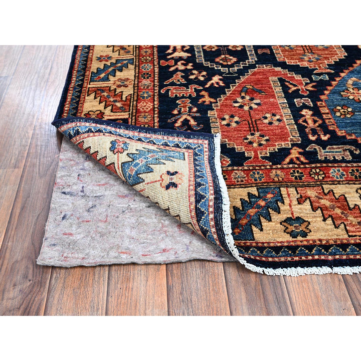 3'11" x 9'9" New Hand Knotted Blue Wool Runner Oriental Rug - MOA1021065