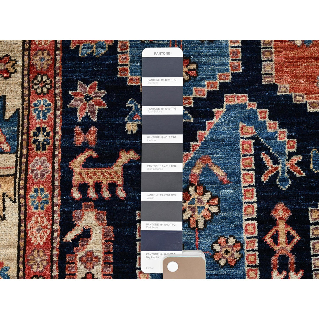3'11" x 9'9" New Hand Knotted Blue Wool Runner Oriental Rug - MOA1021065