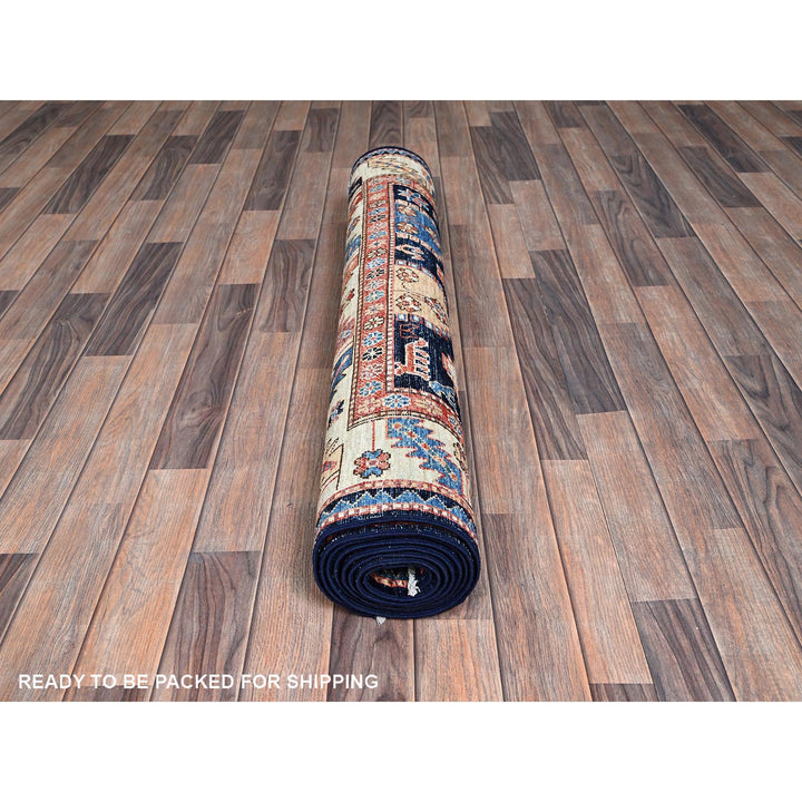 3'11" x 9'9" New Hand Knotted Blue Wool Runner Oriental Rug - MOA1021065