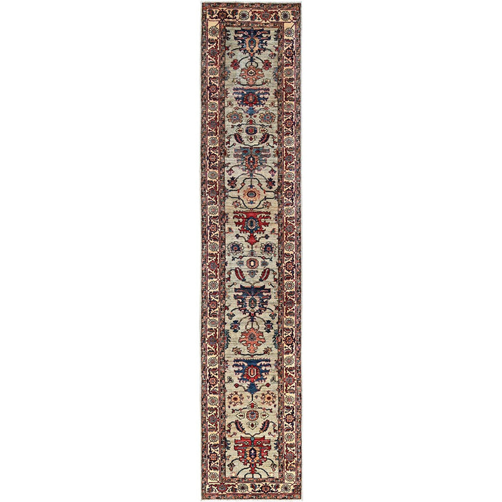 2'10" x 15'0" New Hand Knotted Grey Wool Runner Oriental Rug - MOA1021067