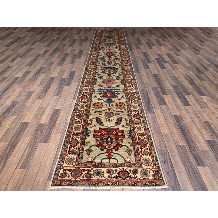 2'10" x 15'0" New Hand Knotted Grey Wool Runner Oriental Rug - MOA1021067