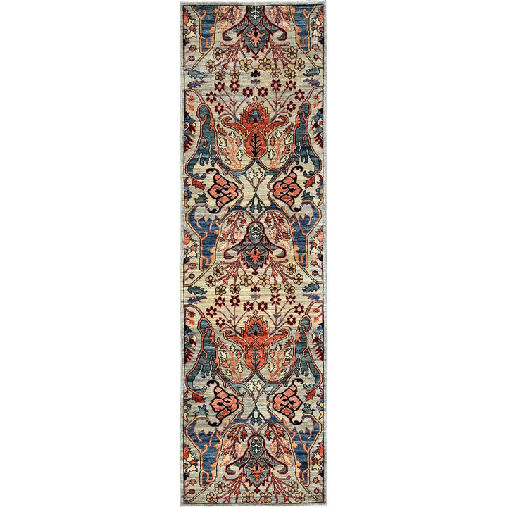 2'9" x 9'10" New Hand Knotted Grey Wool Runner Oriental Rug - MOA1021068