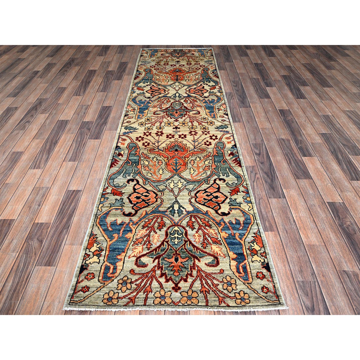 2'9" x 9'10" New Hand Knotted Grey Wool Runner Oriental Rug - MOA1021068