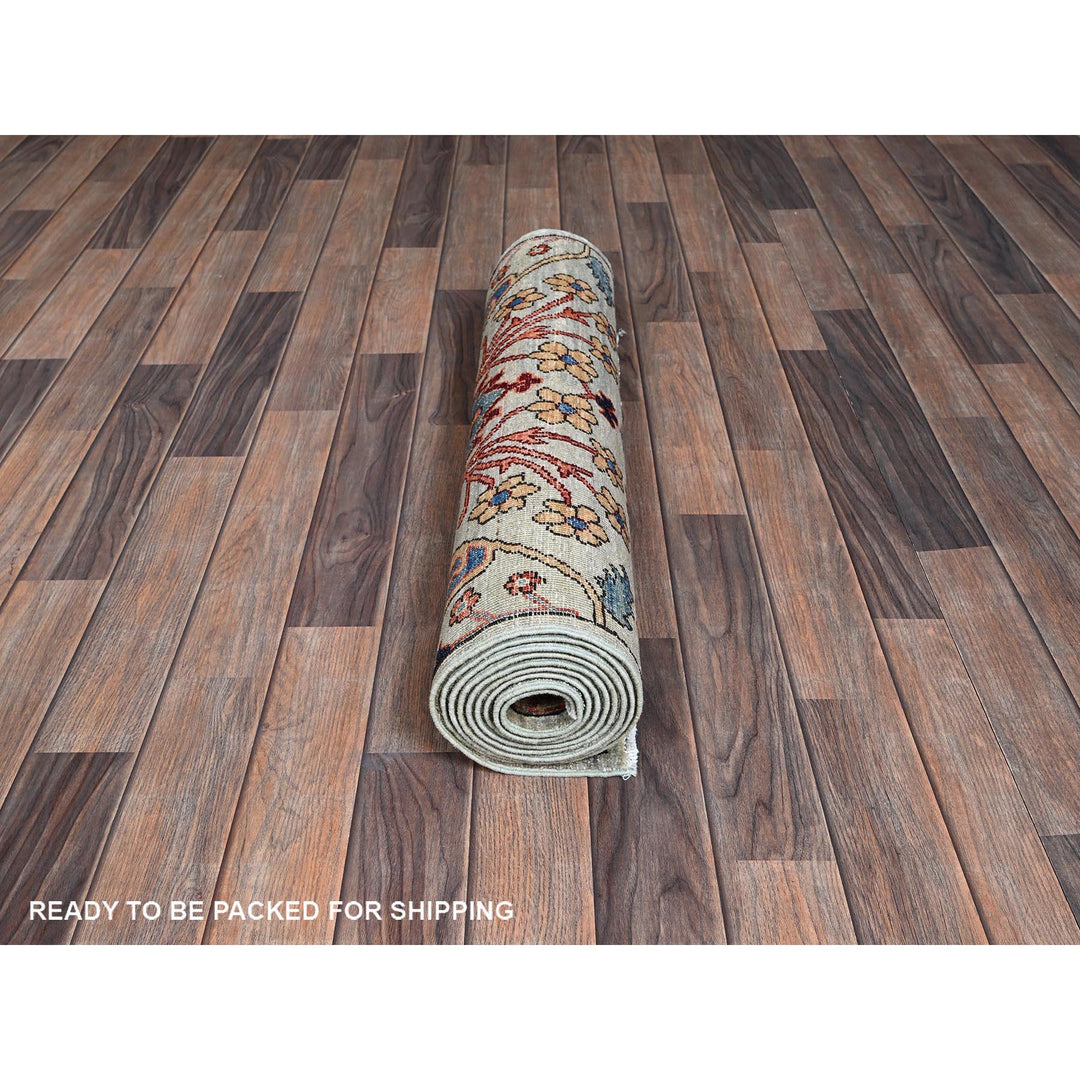 2'9" x 9'10" New Hand Knotted Grey Wool Runner Oriental Rug - MOA1021068