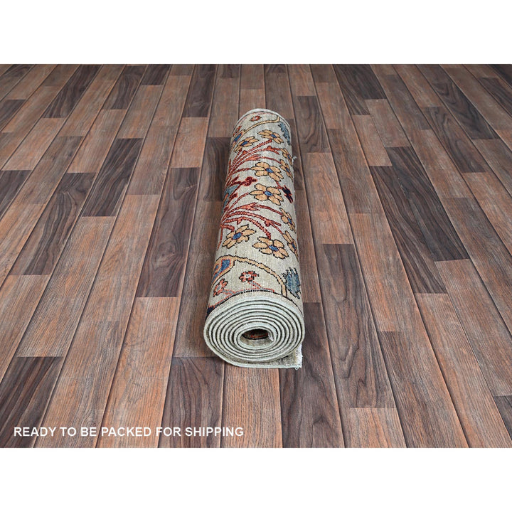2'9" x 9'10" New Hand Knotted Grey Wool Runner Oriental Rug - MOA1021068