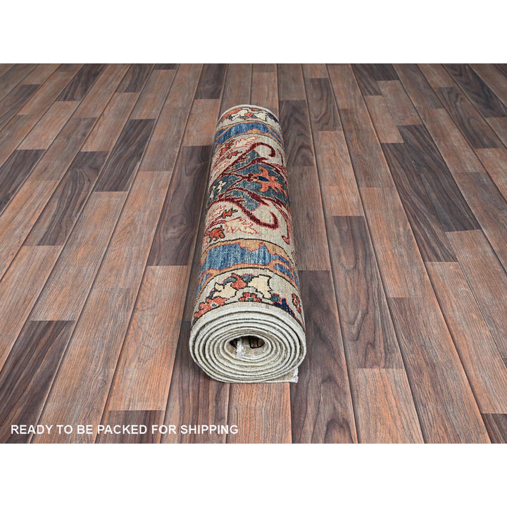 2'8" x 9'7" New Hand Knotted Grey Wool Runner Oriental Rug - MOA1021070