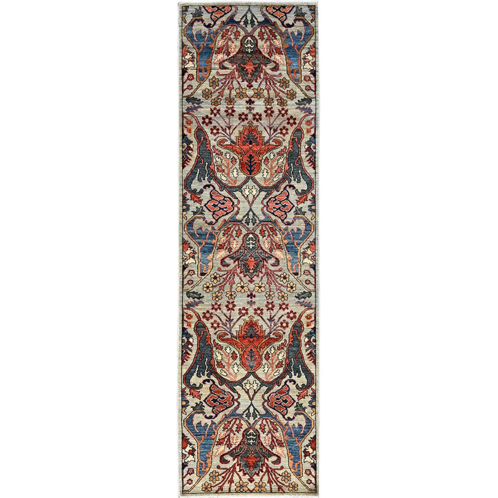 2'9" x 9'10" New Hand Knotted Grey Wool Runner Oriental Rug - MOA1021071