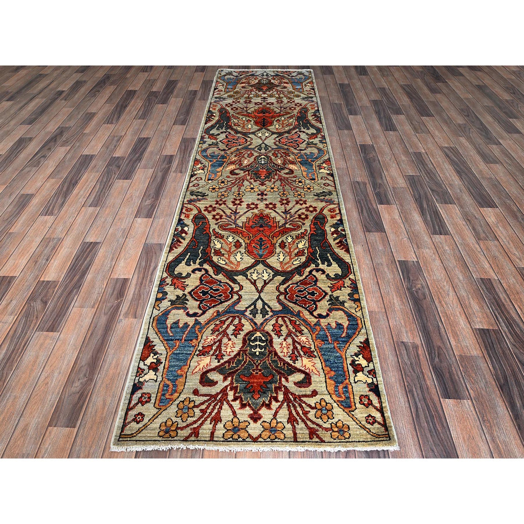 2'9" x 9'10" New Hand Knotted Grey Wool Runner Oriental Rug - MOA1021071