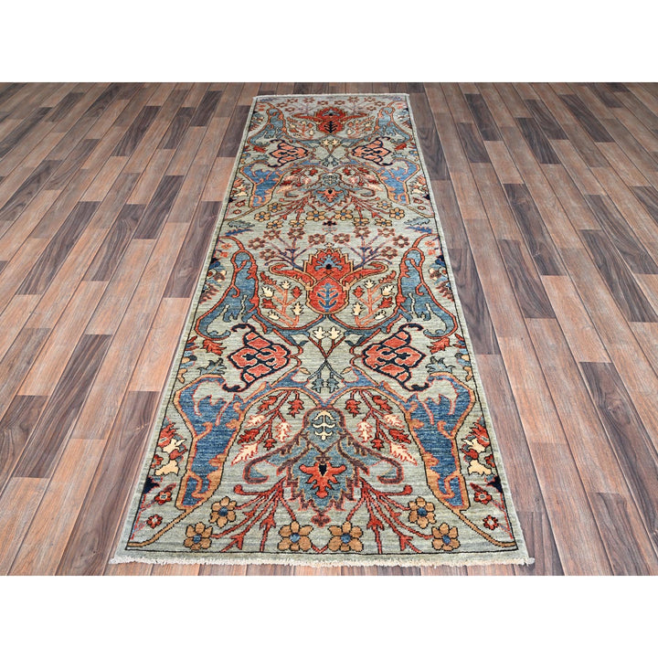2'8" x 8'3" New Hand Knotted Grey Wool Runner Oriental Rug - MOA1021073