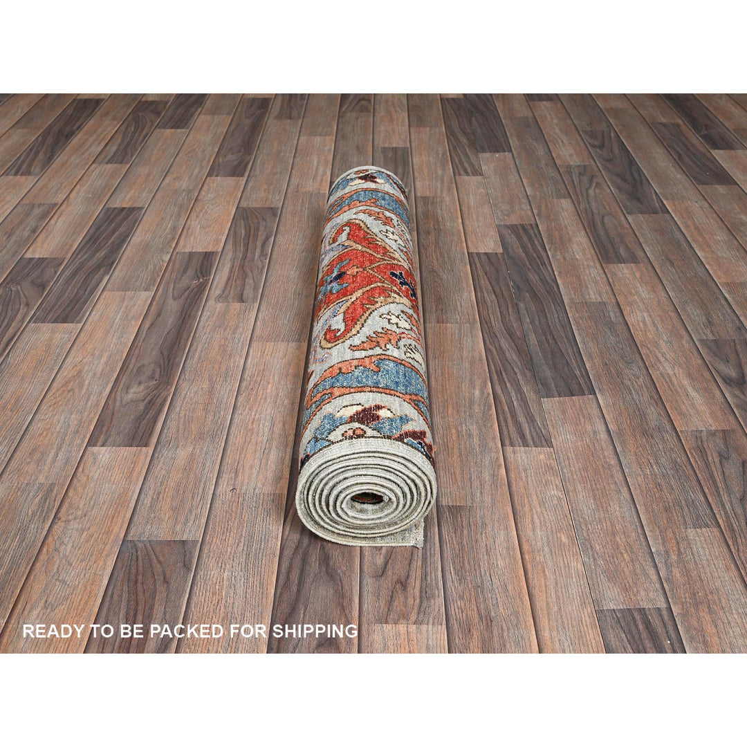 2'8" x 8'3" New Hand Knotted Grey Wool Runner Oriental Rug - MOA1021073