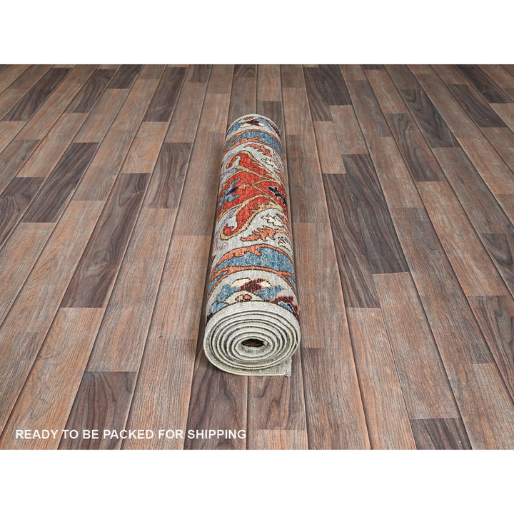 2'8" x 8'3" New Hand Knotted Grey Wool Runner Oriental Rug - MOA1021073