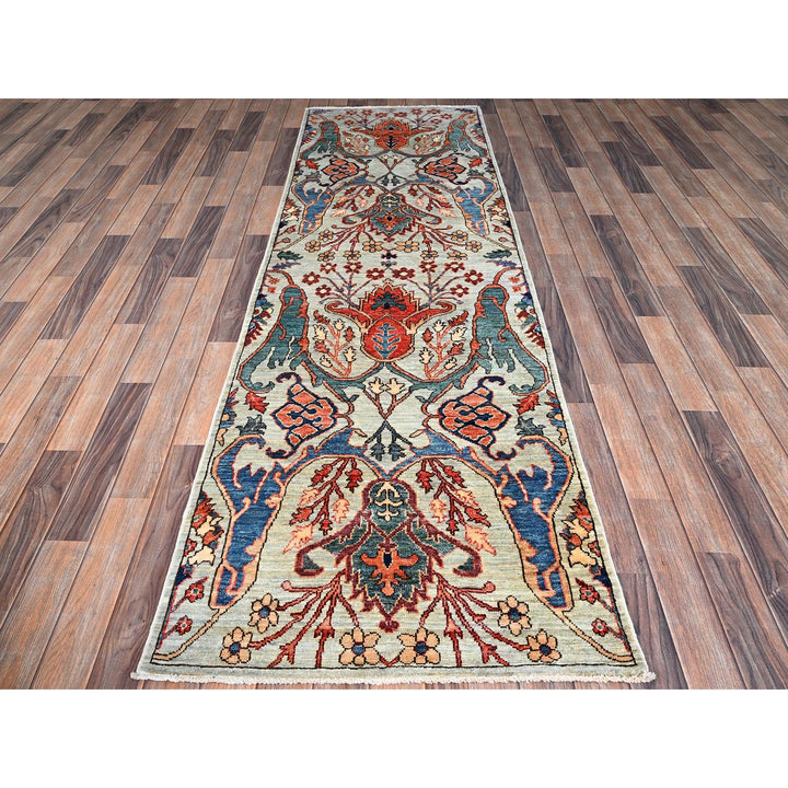 2'10" x 9'0" New Hand Knotted Grey Wool Runner Oriental Rug - MOA1021074