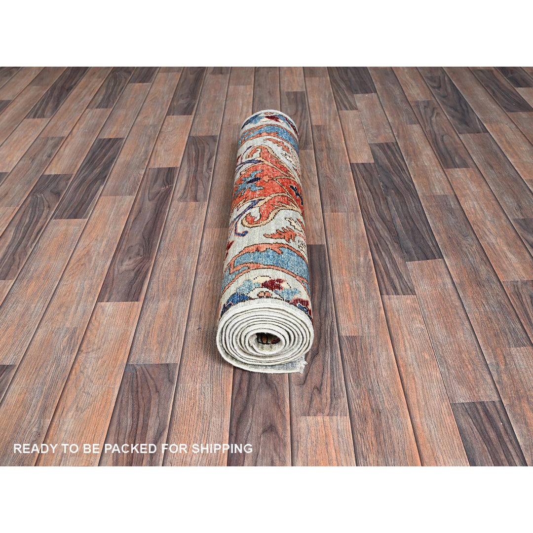 2'10" x 9'0" New Hand Knotted Grey Wool Runner Oriental Rug - MOA1021074