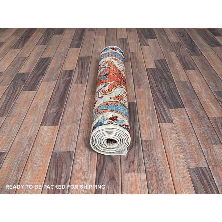 2'10" x 9'0" New Hand Knotted Grey Wool Runner Oriental Rug - MOA1021074