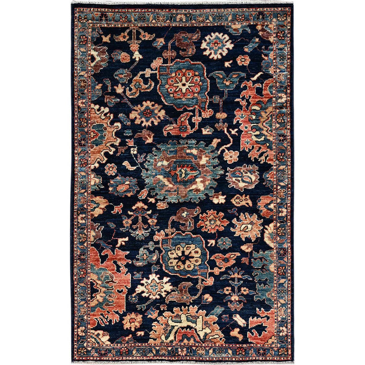 3'1" x 5'0" New Hand Knotted Blue Wool Rectangle Oriental Rug - MOA1021075