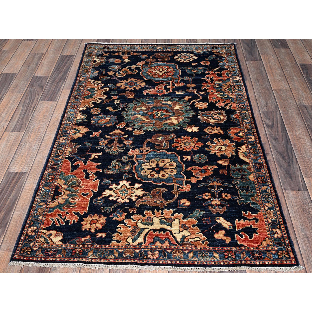 3'1" x 5'0" New Hand Knotted Blue Wool Rectangle Oriental Rug - MOA1021075