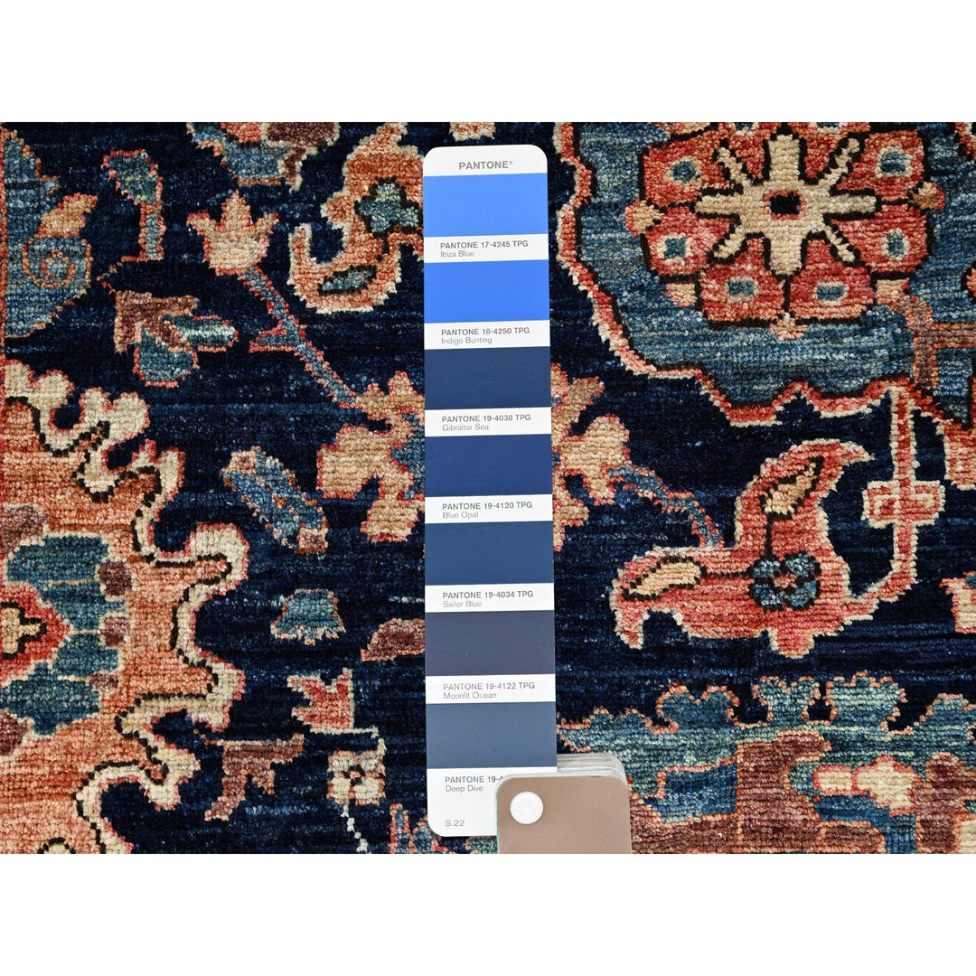 3'1" x 5'0" New Hand Knotted Blue Wool Rectangle Oriental Rug - MOA1021075
