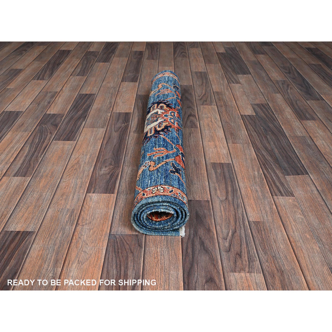 3'2" x 4'11" New Hand Knotted Blue Wool Rectangle Oriental Rug - MOA1021077