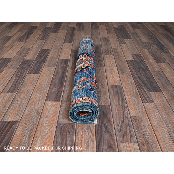 3'2" x 4'11" New Hand Knotted Blue Wool Rectangle Oriental Rug - MOA1021077