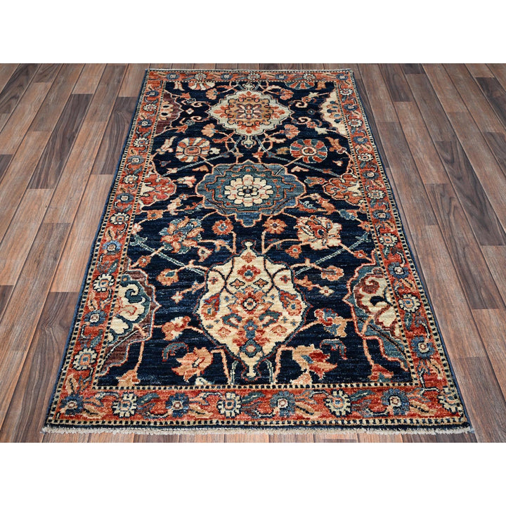 3'0" x 5'1" New Hand Knotted Blue Wool Rectangle Oriental Rug - MOA1021078