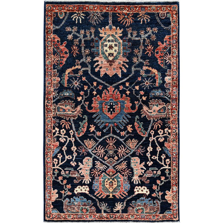 3'0" x 4'10" New Hand Knotted Blue Wool Rectangle Oriental Rug - MOA1021080