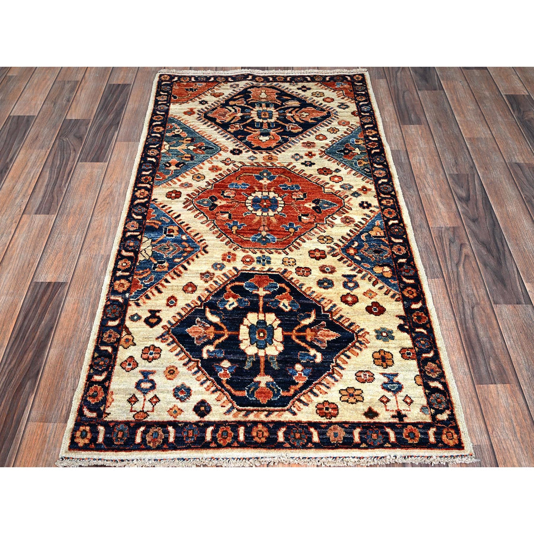 2'7" x 4'10" New Hand Knotted Ivory Wool Rectangle Oriental Rug - MOA1021083