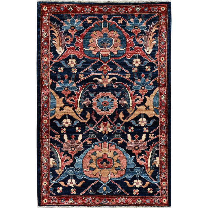 3'0" x 4'11" New Hand Knotted Blue Wool Rectangle Oriental Rug - MOA1021086