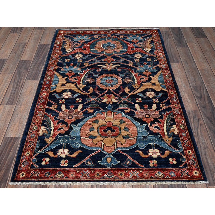 3'0" x 4'11" New Hand Knotted Blue Wool Rectangle Oriental Rug - MOA1021086