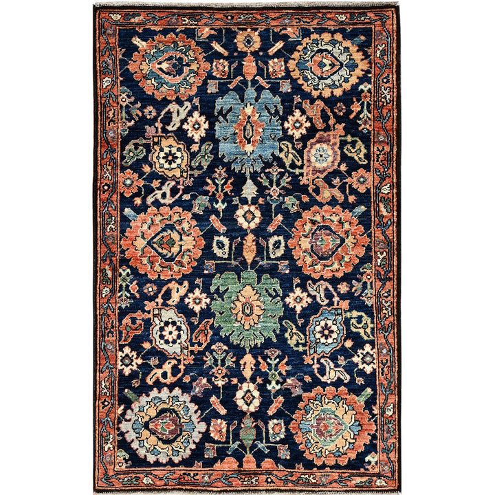 3'2" x 5'0" New Hand Knotted Blue Wool Rectangle Oriental Rug - MOA1021087