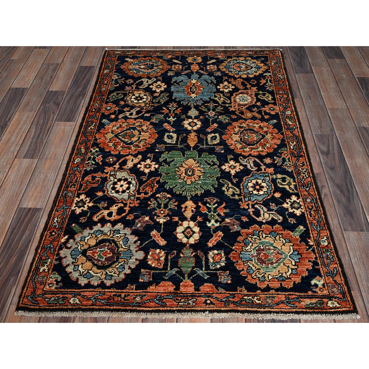 3'2" x 5'0" New Hand Knotted Blue Wool Rectangle Oriental Rug - MOA1021087