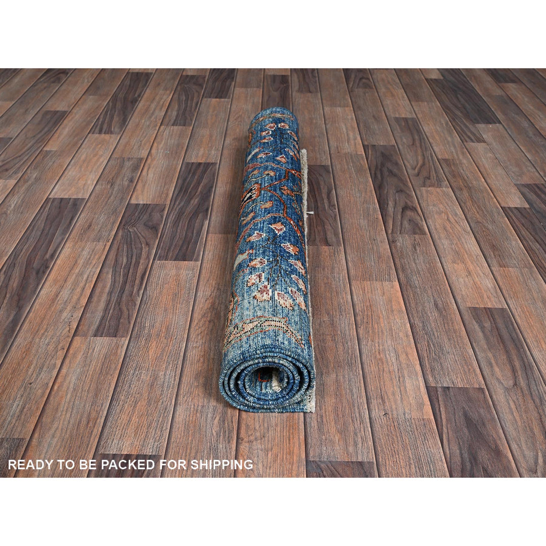 3'3" x 4'10" New Hand Knotted Blue Wool Rectangle Oriental Rug - MOA1021089