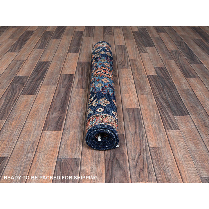 3'4" x 5'1" New Hand Knotted Blue Wool Rectangle Oriental Rug - MOA1021090