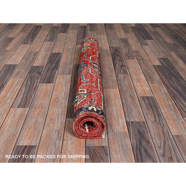 3'1" x 5'2" New Hand Knotted Red Wool Rectangle Oriental Rug - MOA1021091