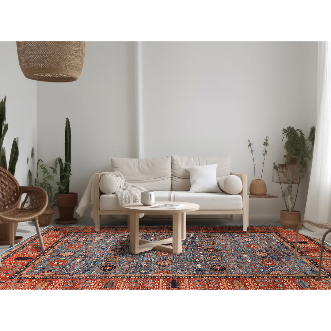 10'0" x 13'11" New Hand Knotted Blue Wool Rectangle Oriental Rug - MOA1021092
