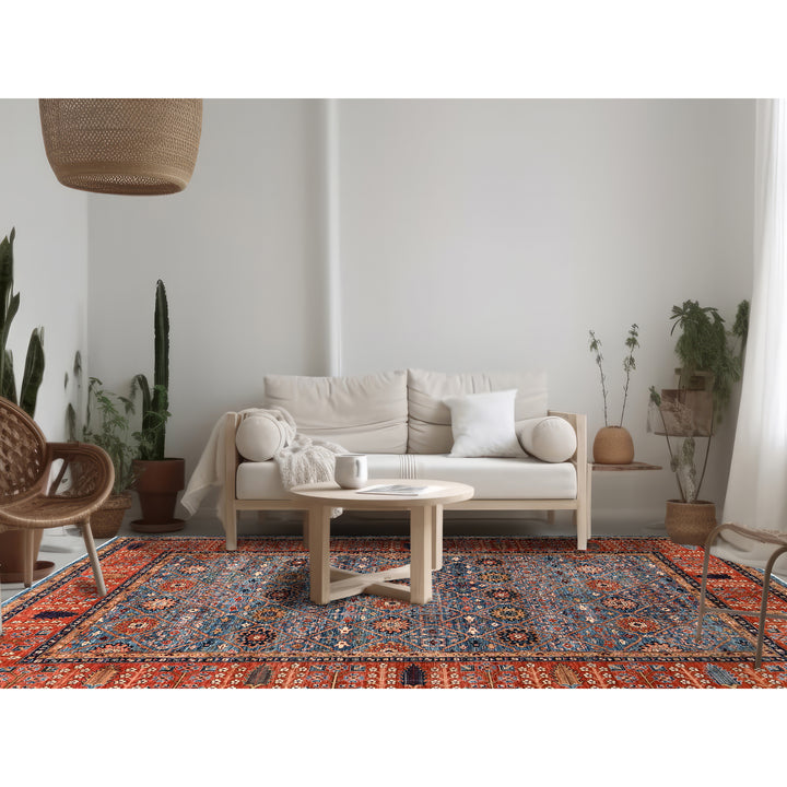 10'0" x 13'11" New Hand Knotted Blue Wool Rectangle Oriental Rug - MOA1021092