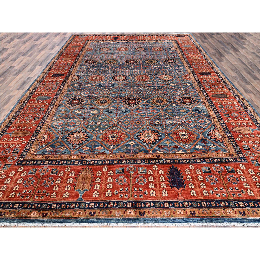 10'0" x 13'11" New Hand Knotted Blue Wool Rectangle Oriental Rug - MOA1021092