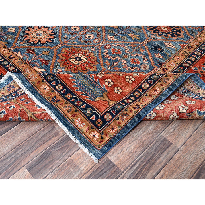 10'0" x 13'11" New Hand Knotted Blue Wool Rectangle Oriental Rug - MOA1021092