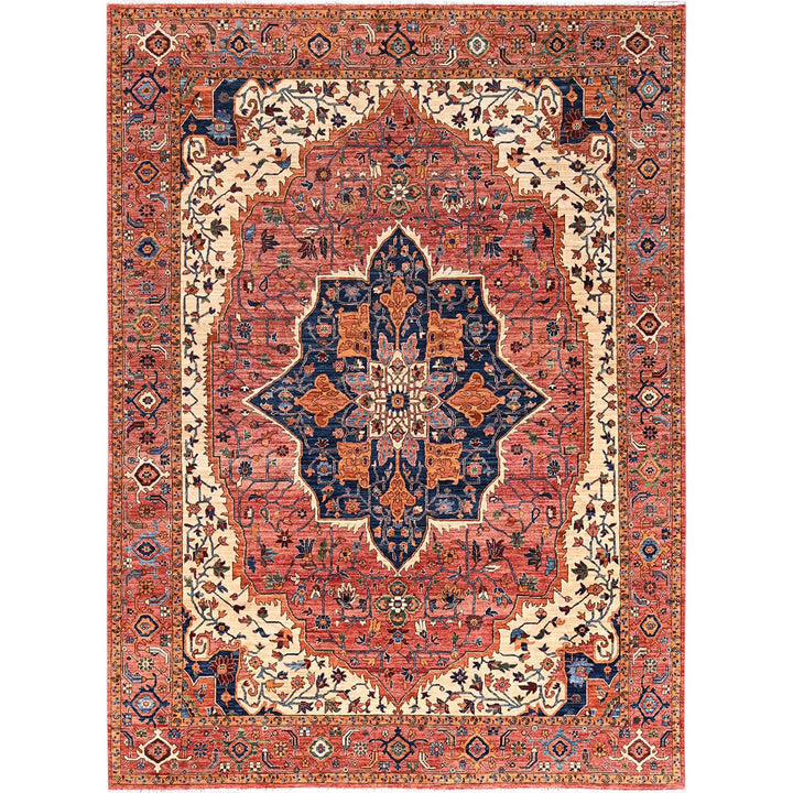 10'2" x 13'8" New Hand Knotted Red Wool Rectangle Oriental Rug - MOA1021094