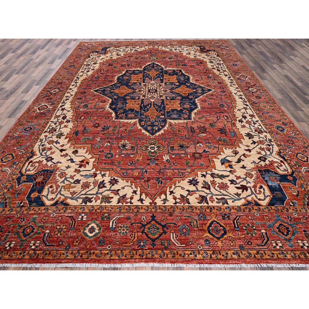 10'2" x 13'8" New Hand Knotted Red Wool Rectangle Oriental Rug - MOA1021094
