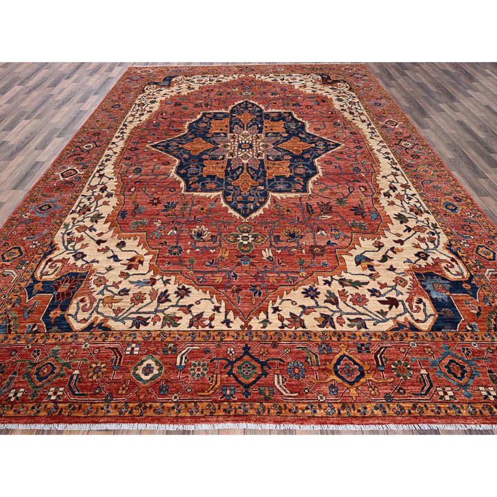 10'2" x 13'8" New Hand Knotted Red Wool Rectangle Oriental Rug - MOA1021094