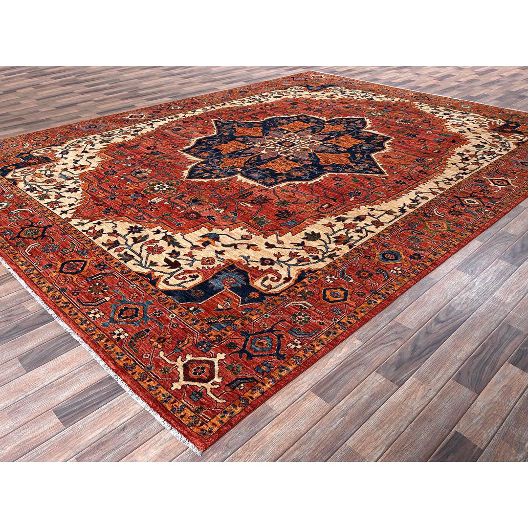 10'2" x 13'8" New Hand Knotted Red Wool Rectangle Oriental Rug - MOA1021094