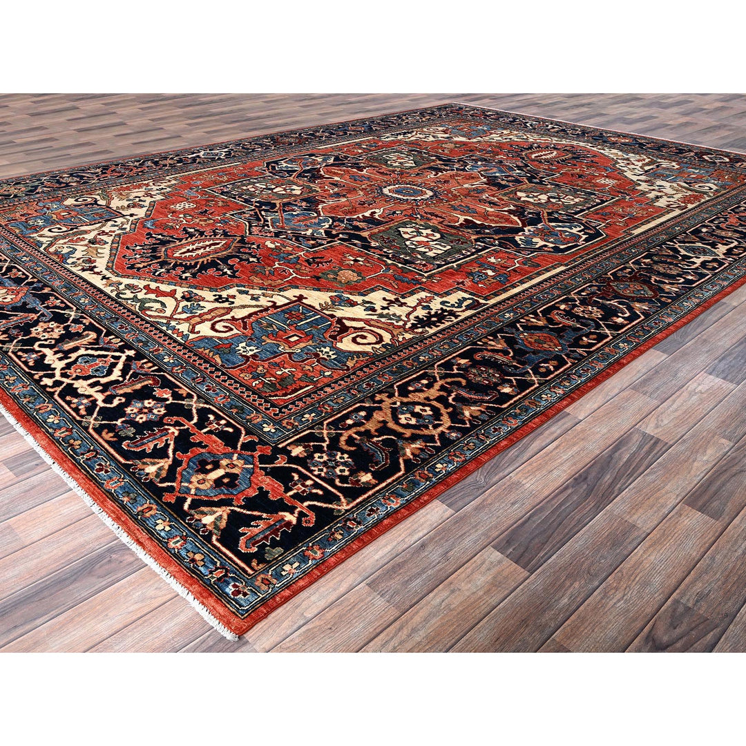 9'10" x 14'3" New Hand Knotted Red Wool Rectangle Oriental Rug - MOA1021095