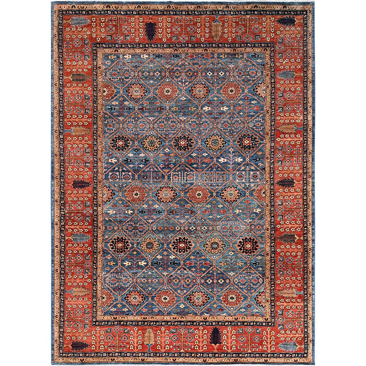 10'1" x 13'9" New Hand Knotted Blue Wool Rectangle Oriental Rug - MOA1021096
