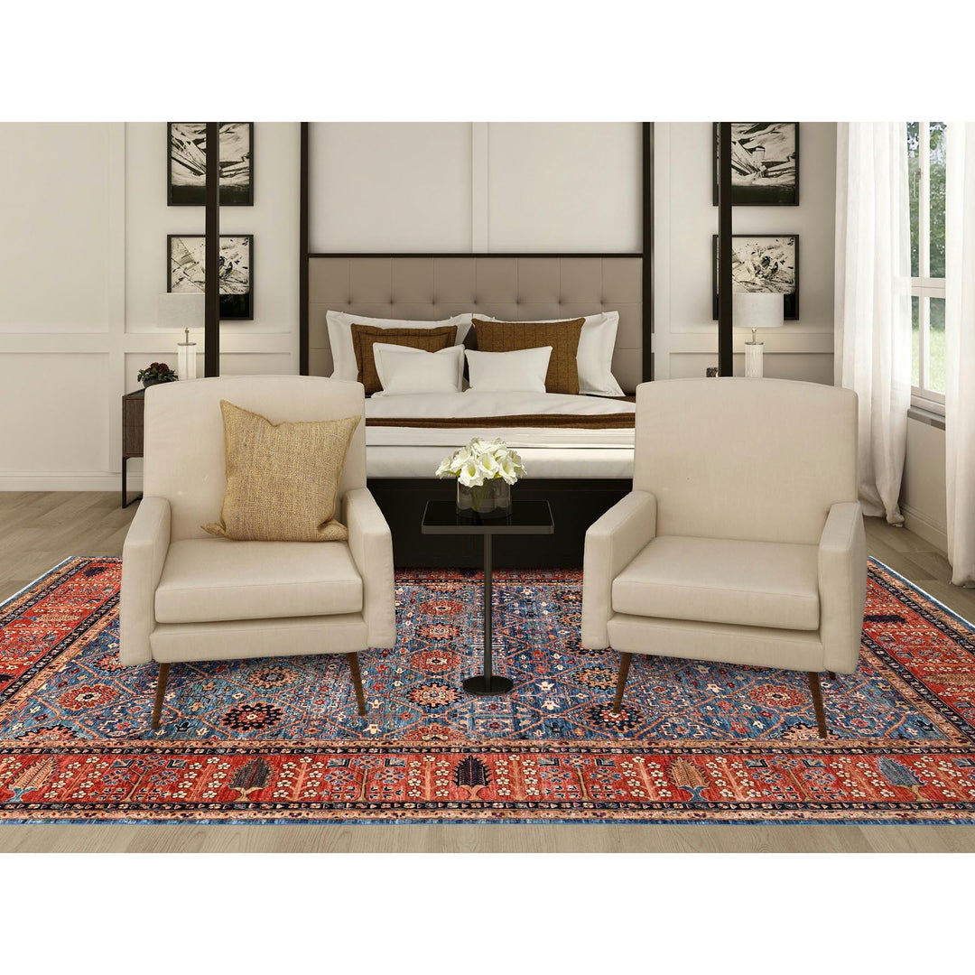 10'1" x 13'9" New Hand Knotted Blue Wool Rectangle Oriental Rug - MOA1021096