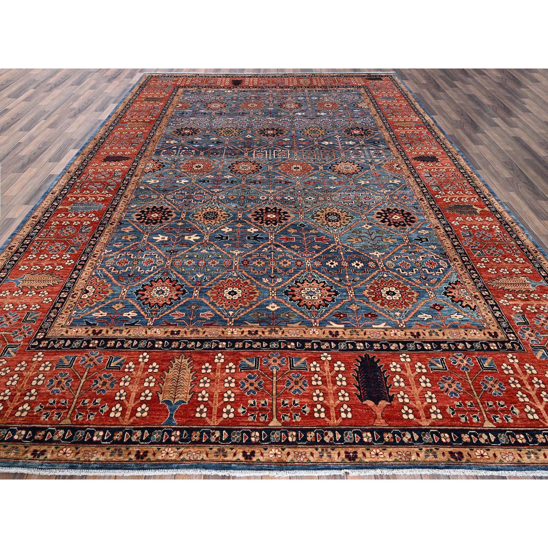 10'1" x 13'9" New Hand Knotted Blue Wool Rectangle Oriental Rug - MOA1021096