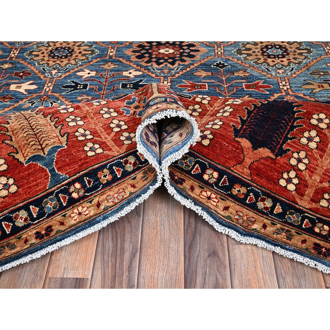 10'1" x 13'9" New Hand Knotted Blue Wool Rectangle Oriental Rug - MOA1021096